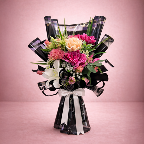 erzurum premium çiçek siyah ambalajlı buket aynı gün çiçek