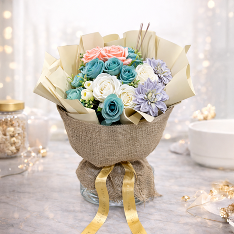 erzurum cam vazo çiçek pastel çiçek buketi aynı gün çiçek