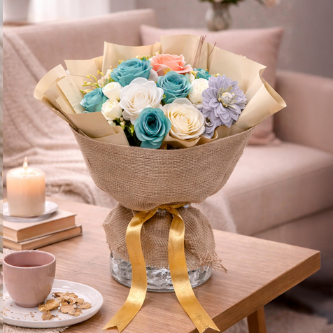 erzurum cam vazo çiçek pastel çiçek buketi aynı gün çiçek