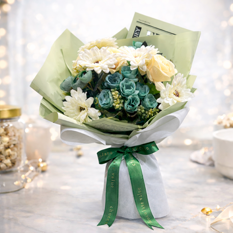 erzurum çiçek buketi yeşil tonlu çiçek aynı gün çiçek gönder